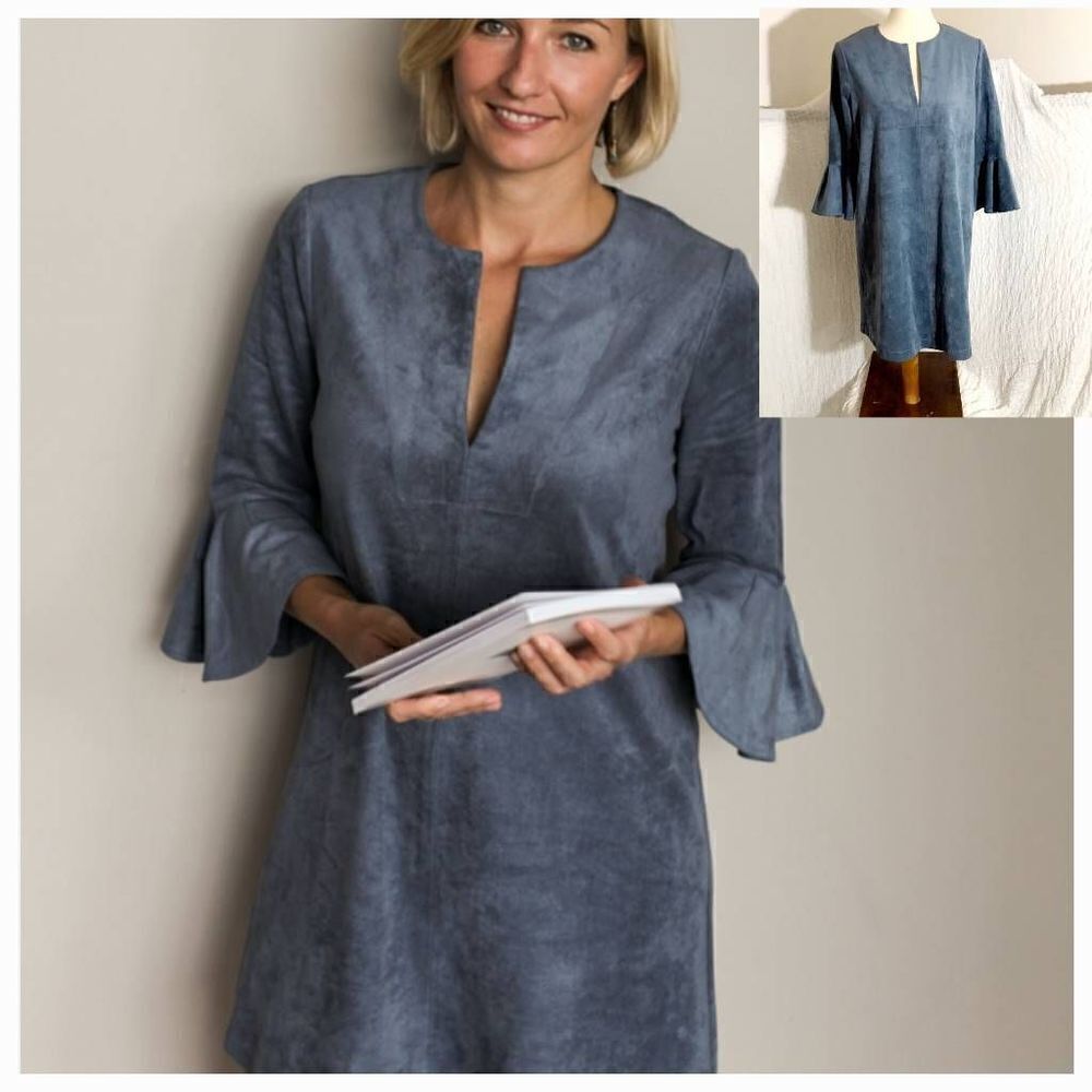 BCBCMAXAZRIA Catier Faux Suede Blue Dress Size XS